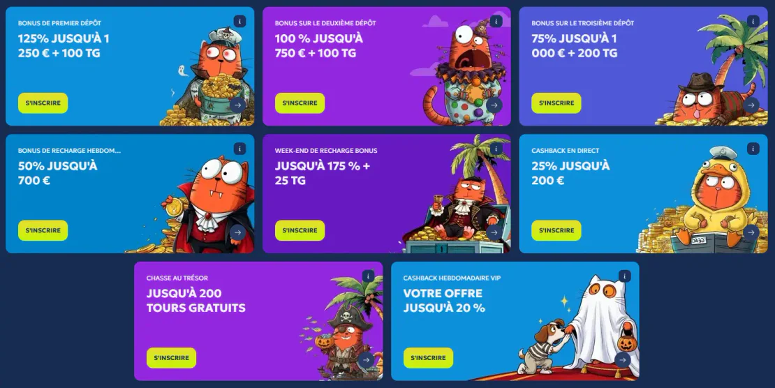 Offres promotionnelles de Galleon Casino avec bonus de dépôt, cashback, tours gratuits et récompenses VIP